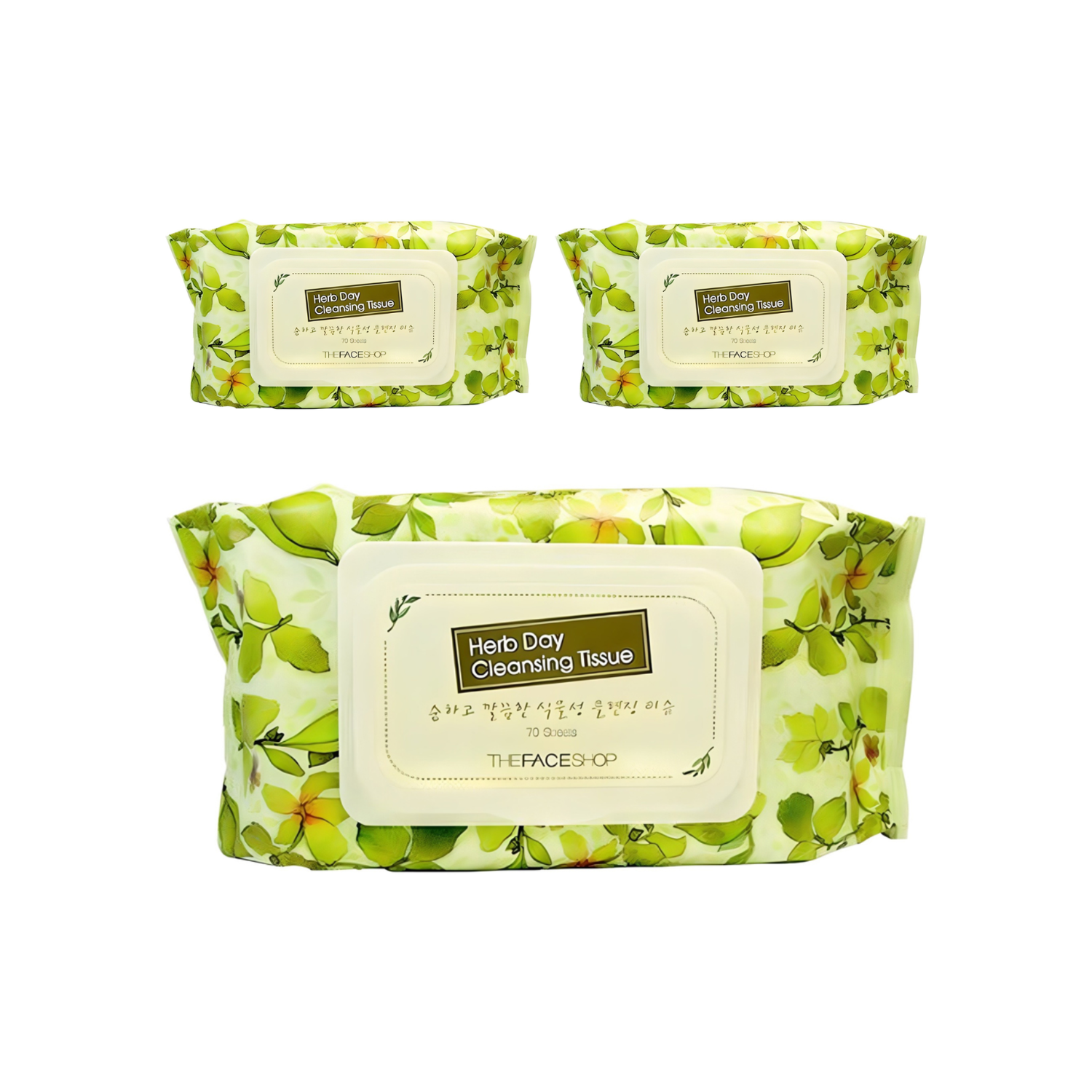 The Face Shop Herb Day Cleansing Tissue 70 Sheets | OoshTush | K-beauty | Free Shipping Over $50 USD