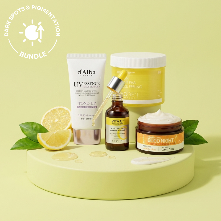 Nacific Phyto Niacin Brightening Essence, Goodal Green Tangerine Vita-C Dark Spot Care Pad, vitamin serum, moisturizing cream. Dark Spots & Pigmentation Bundle. OoshTush.com is the leading Korean skincare and makeup eCommerce platform, offering a div