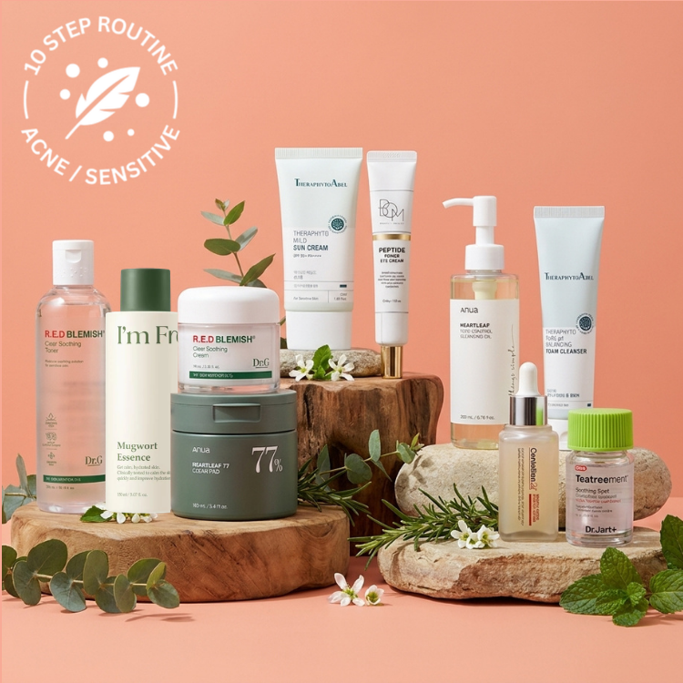 10-Step Sensitive & Acne Skincare Routine