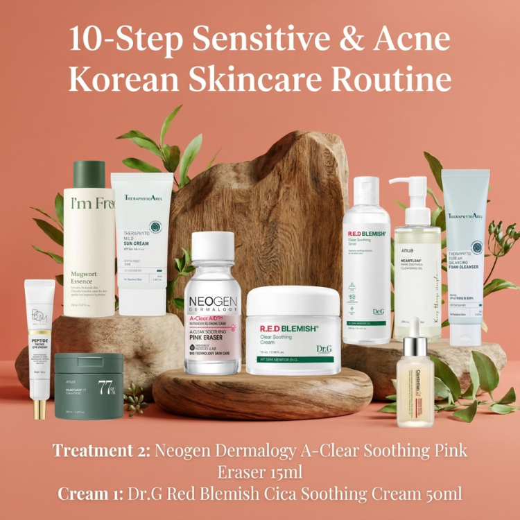 10-Step Sensitive & Acne Skincare Routine