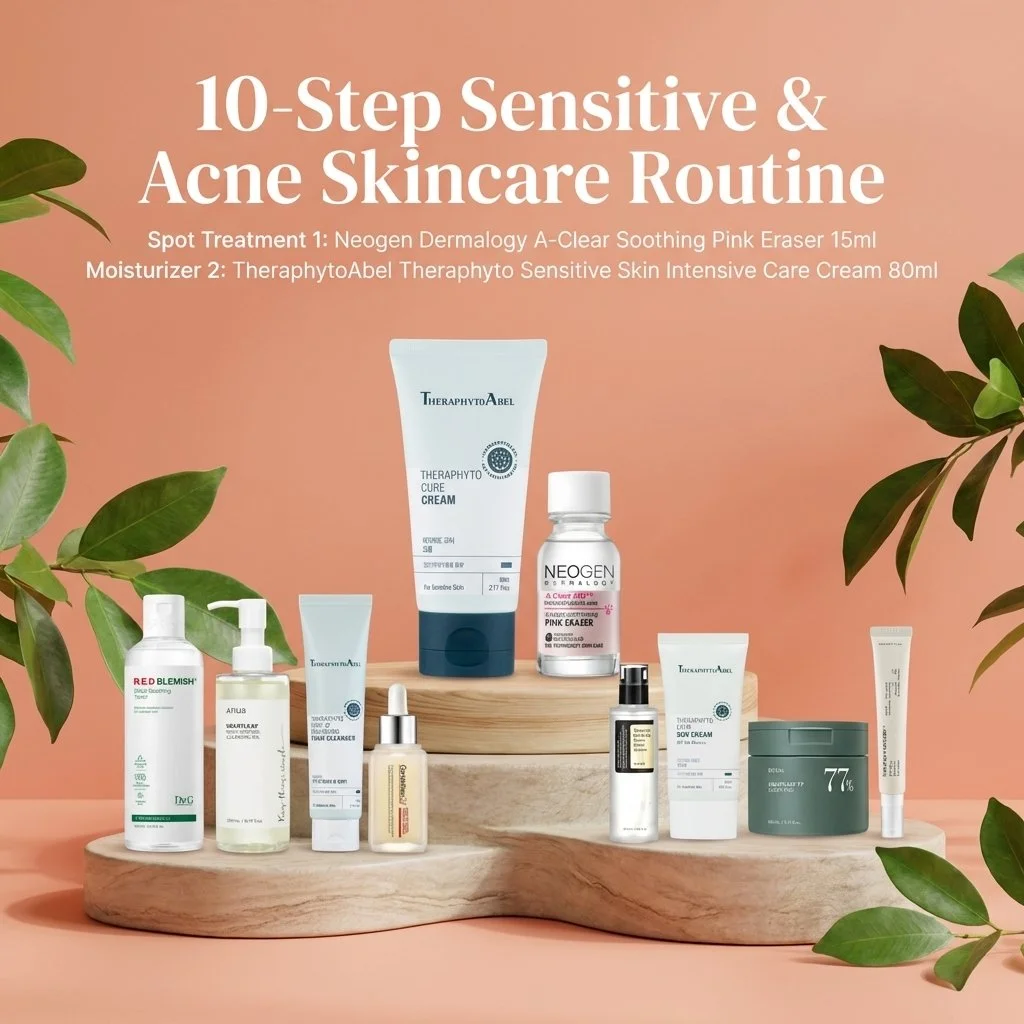 10-Step Sensitive & Acne Skincare Routine