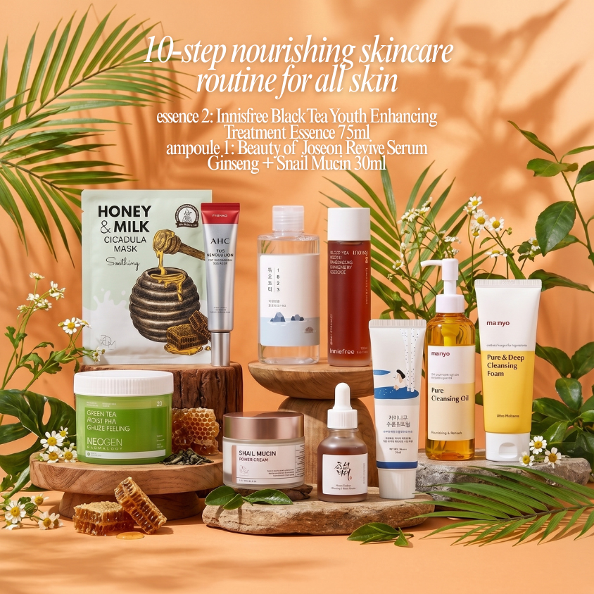 10-Step All Skin Nourishing Korean Skincare Routine | OoshTush | K-beauty Korean Skincare