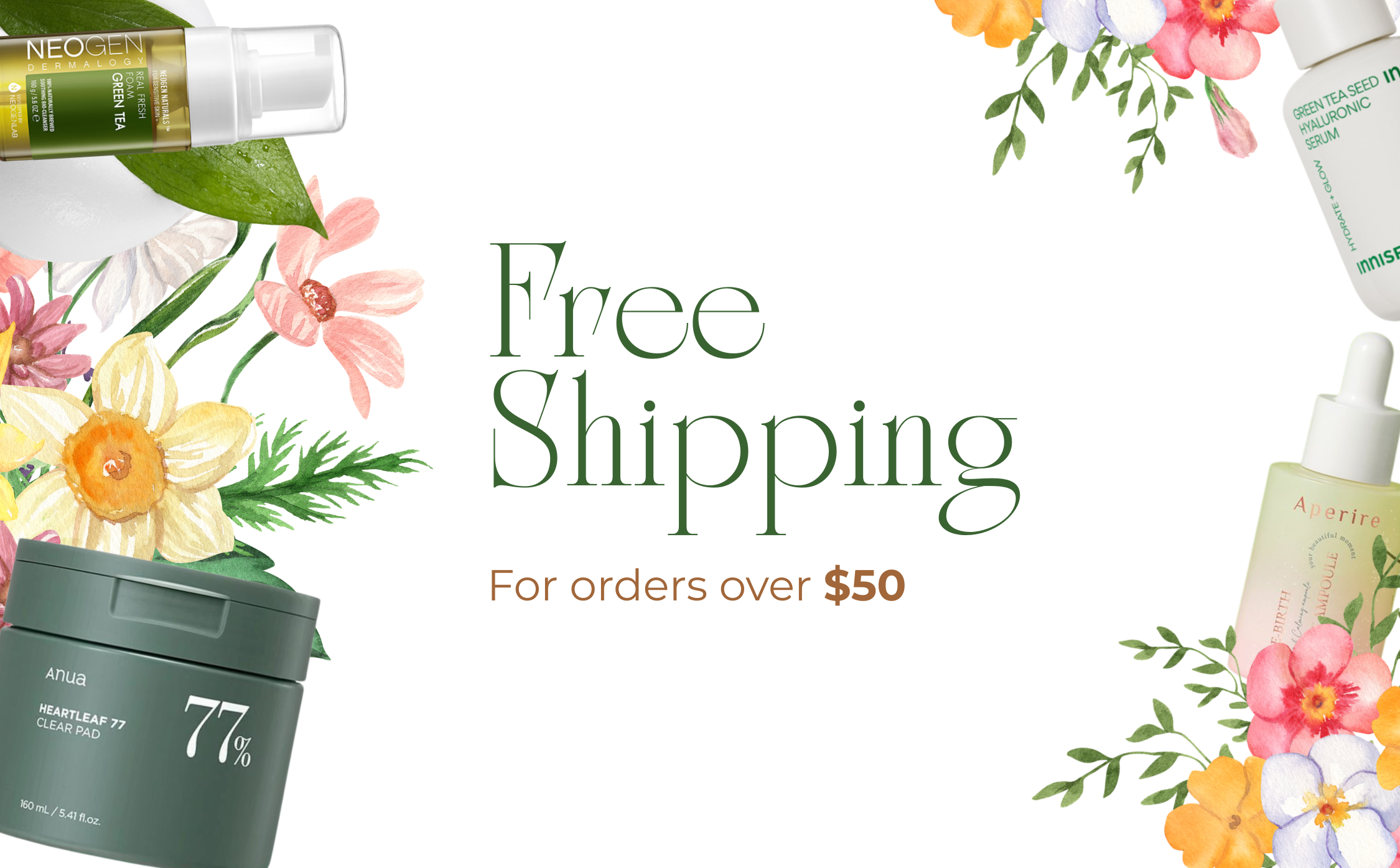   Free Shipping Over $50 USD