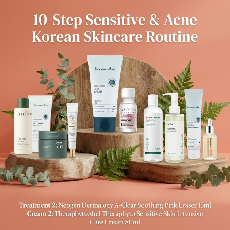 10-Step Sensitive & Acne Skincare Routine