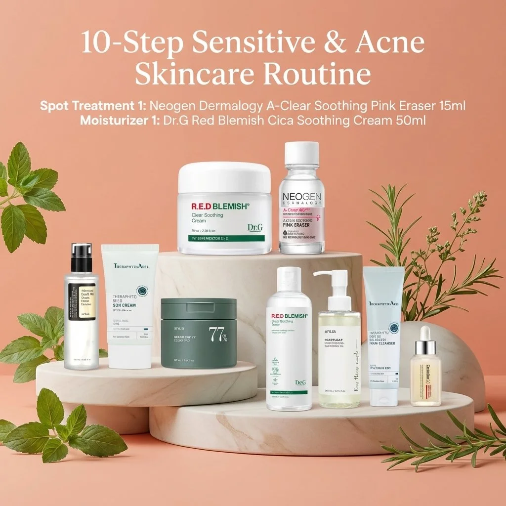 10-Step Sensitive & Acne Skincare Routine