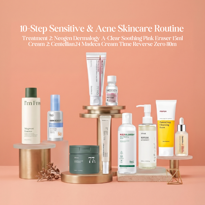 10-Step Sensitive & Acne Skincare Routine