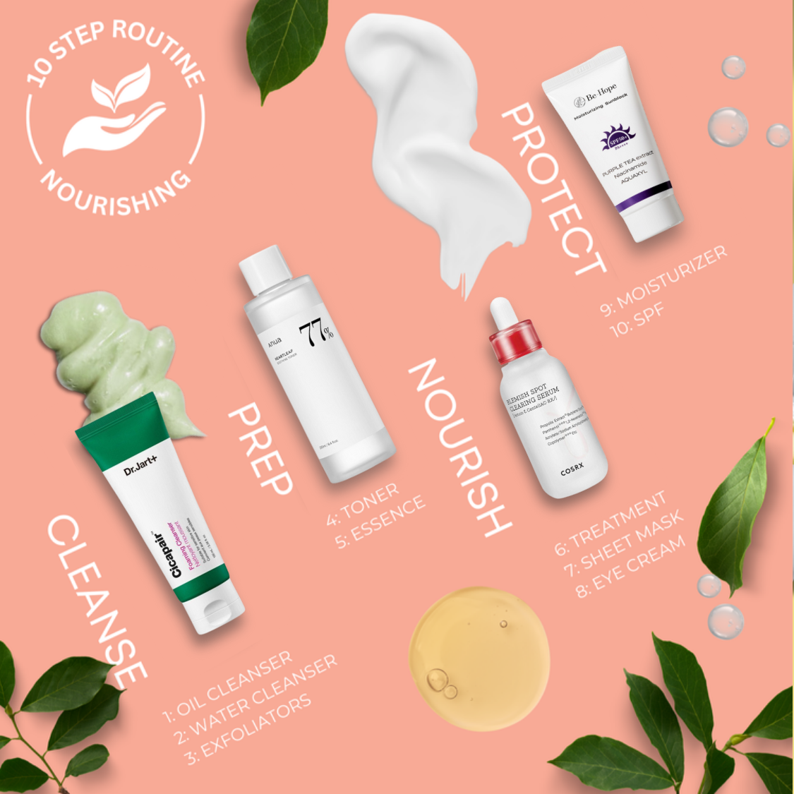 K-Beauty 10-Step Nourishing Skincare Routine (Sensitive/Acne-prone & All Skin Types) | OoshTush | K-beauty | Korean Skincare