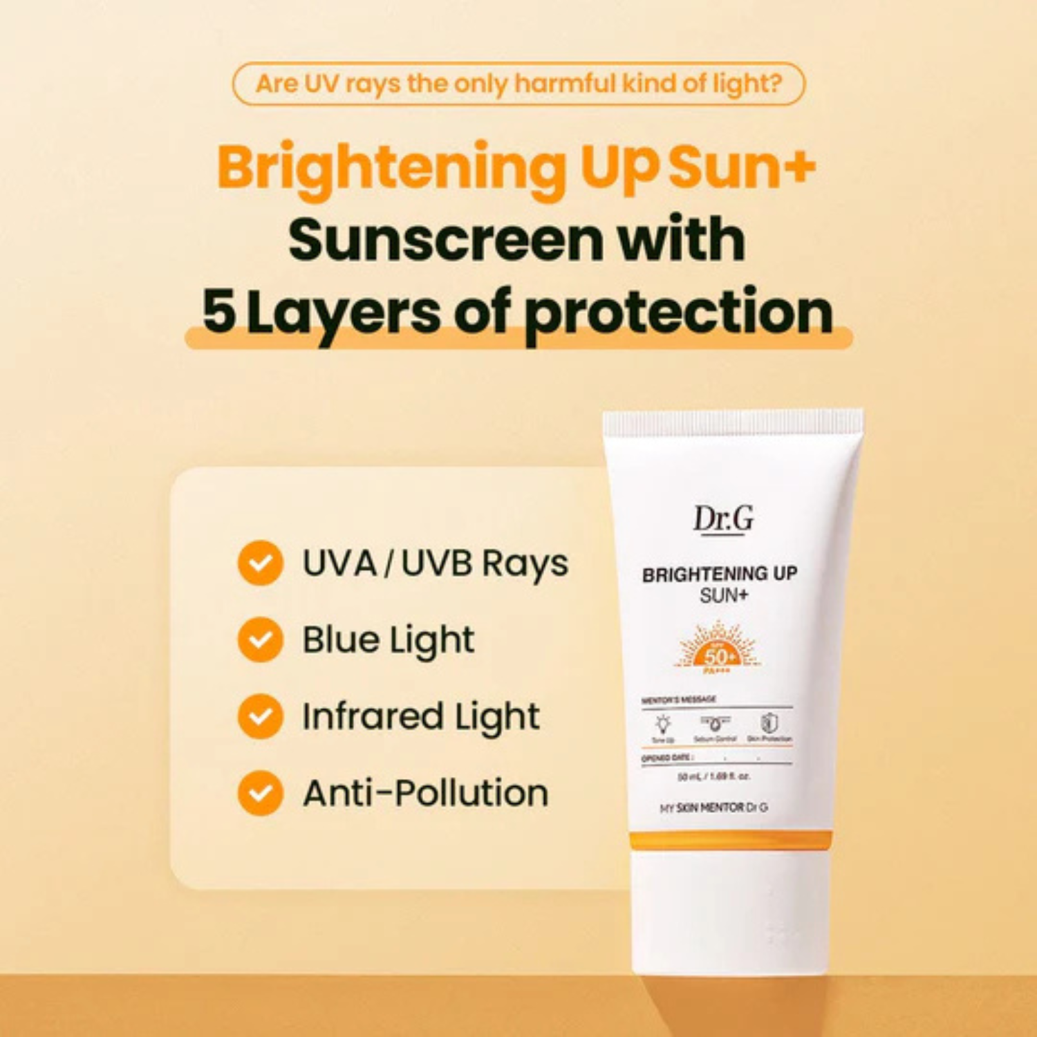 Dr.G Brightening Up Sun+ 50ml | OoshTush | Kbeauty | Korean Skincare | Free Shipping Over $40 US