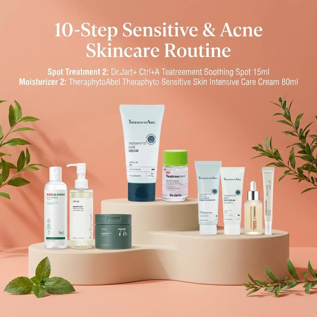10-Step Sensitive & Acne Skincare Routine
