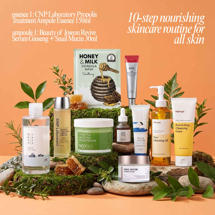 10-Step All Skin Nourishing Korean Skincare Routine | OoshTush | K-beauty Korean Skincare