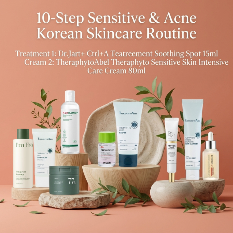 10-Step Sensitive & Acne Skincare Routine