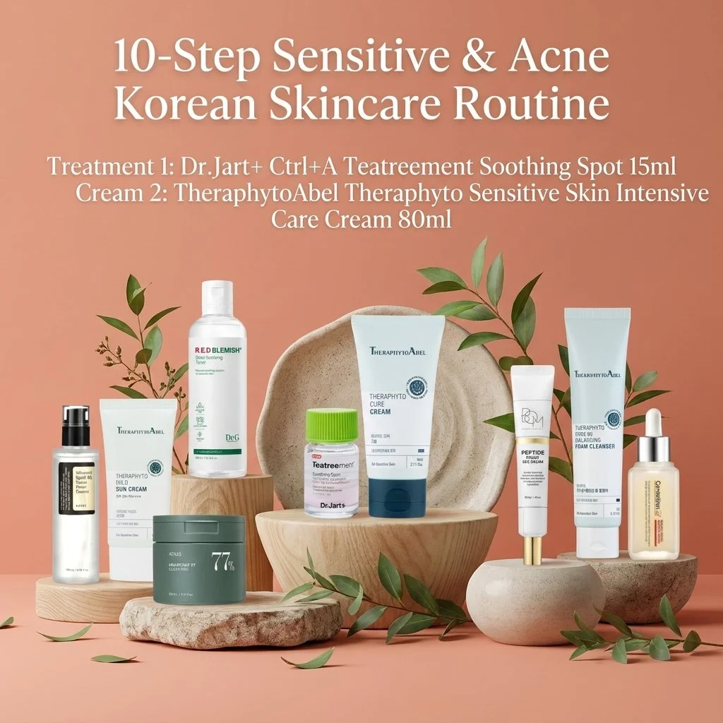 10-Step Sensitive & Acne Skincare Routine