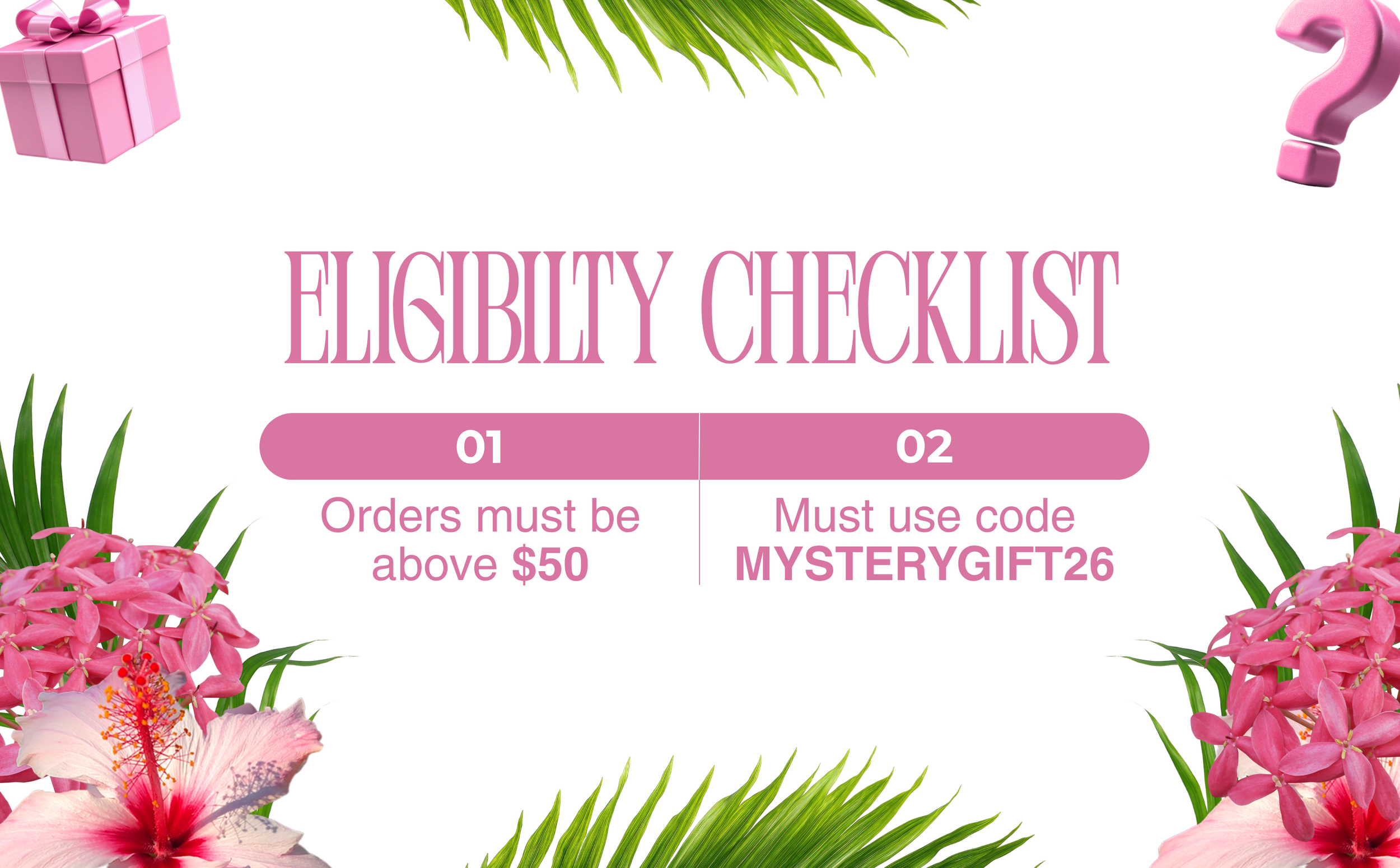 Qualify for mystery gifts when your order totals $50+!
Use code MYSTERYGIFT26 at checkout.
