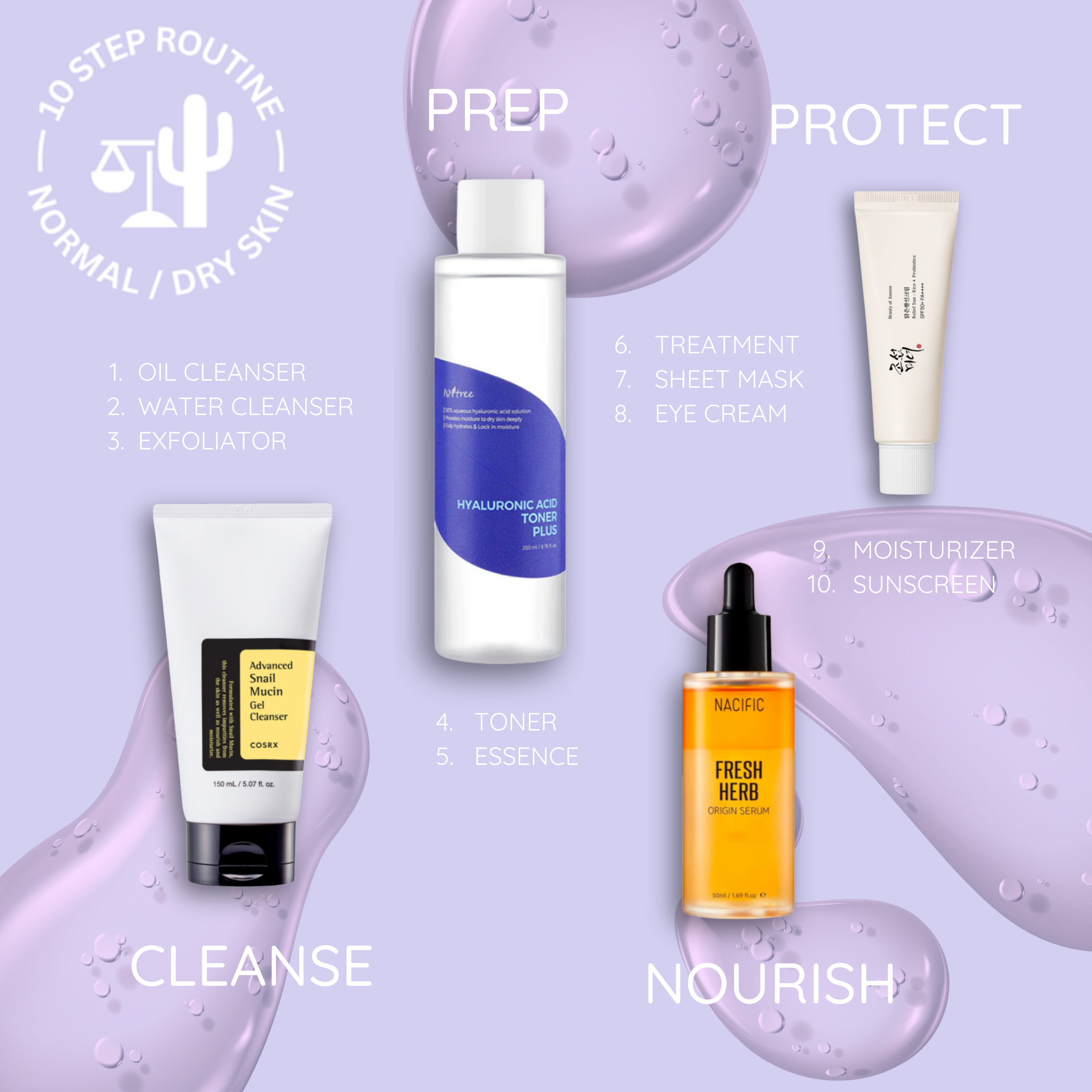 10-Step Ultimate Radiance Skincare Routine Normal/Dry & Oil/Combination Skin | OoshTush | K-beauty