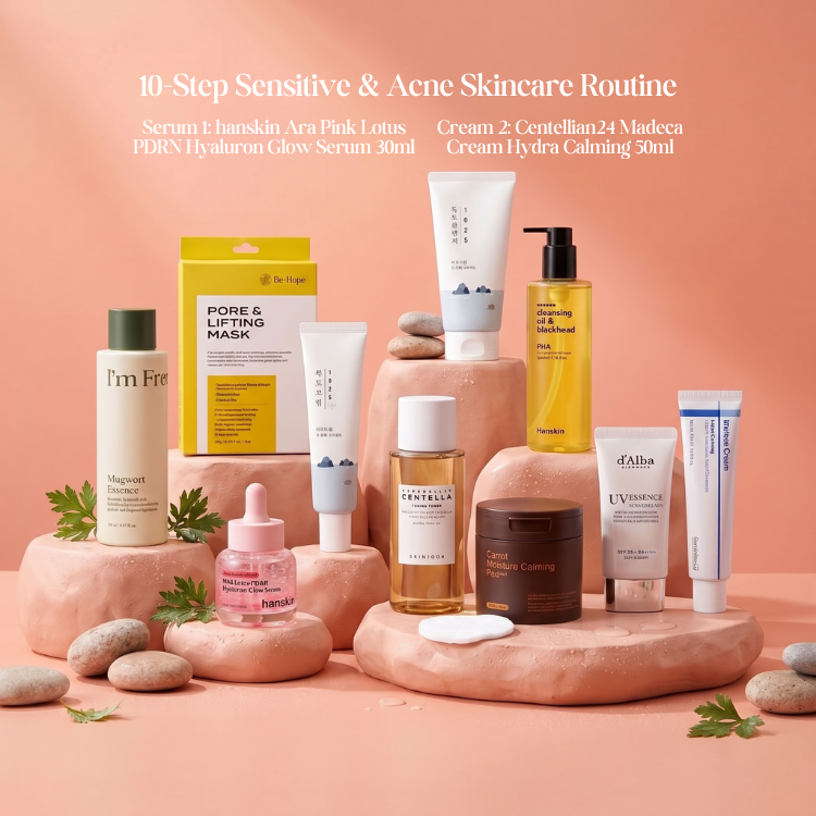 10-Step Sensitive & Acne Skincare Routine