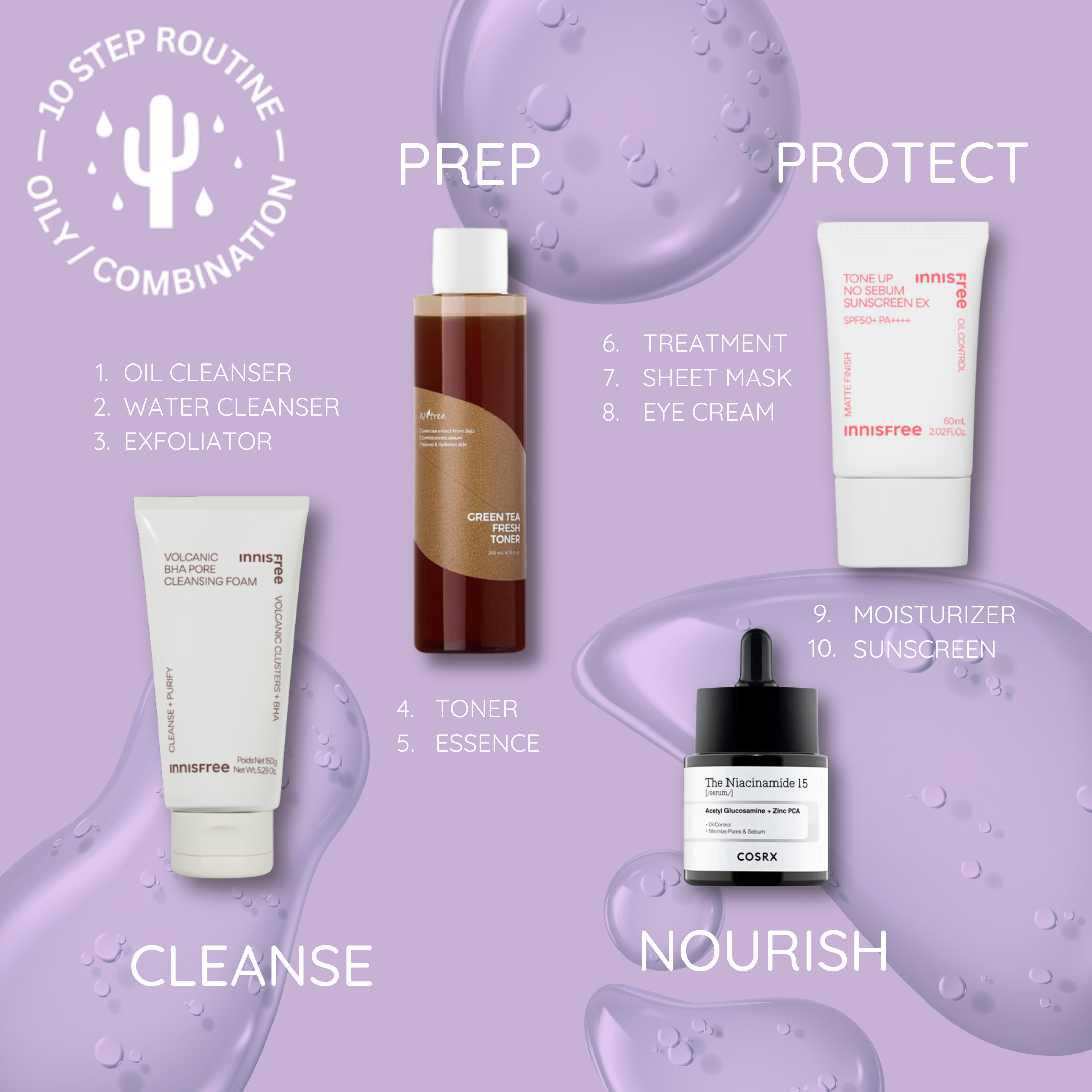 10-Step Oily & Combination Skincare Routine