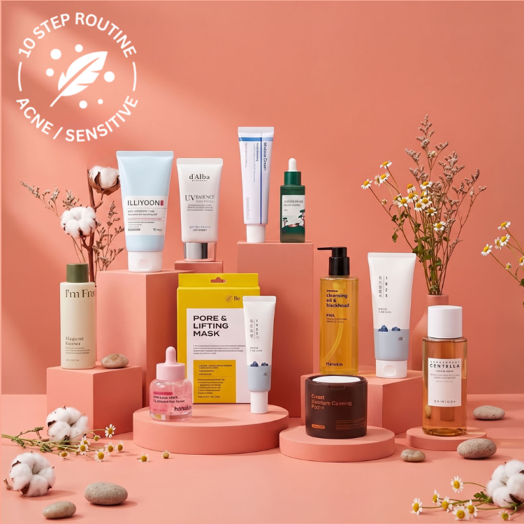 10-Step Sensitive & Acne Skincare Routine