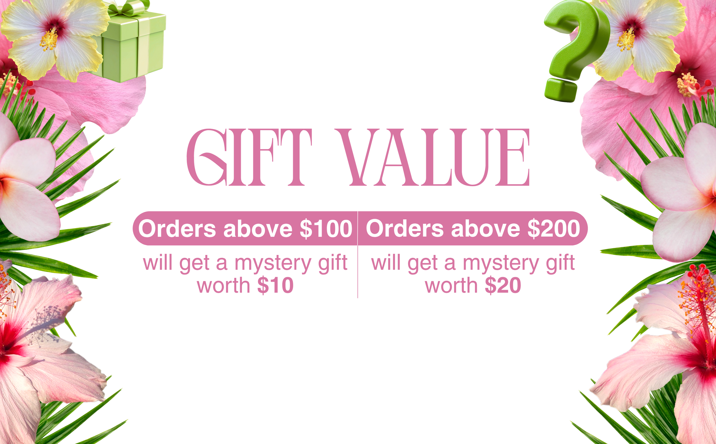 Up to $10 in gifts for orders $50+
Up to $20 in gifts for orders $100+