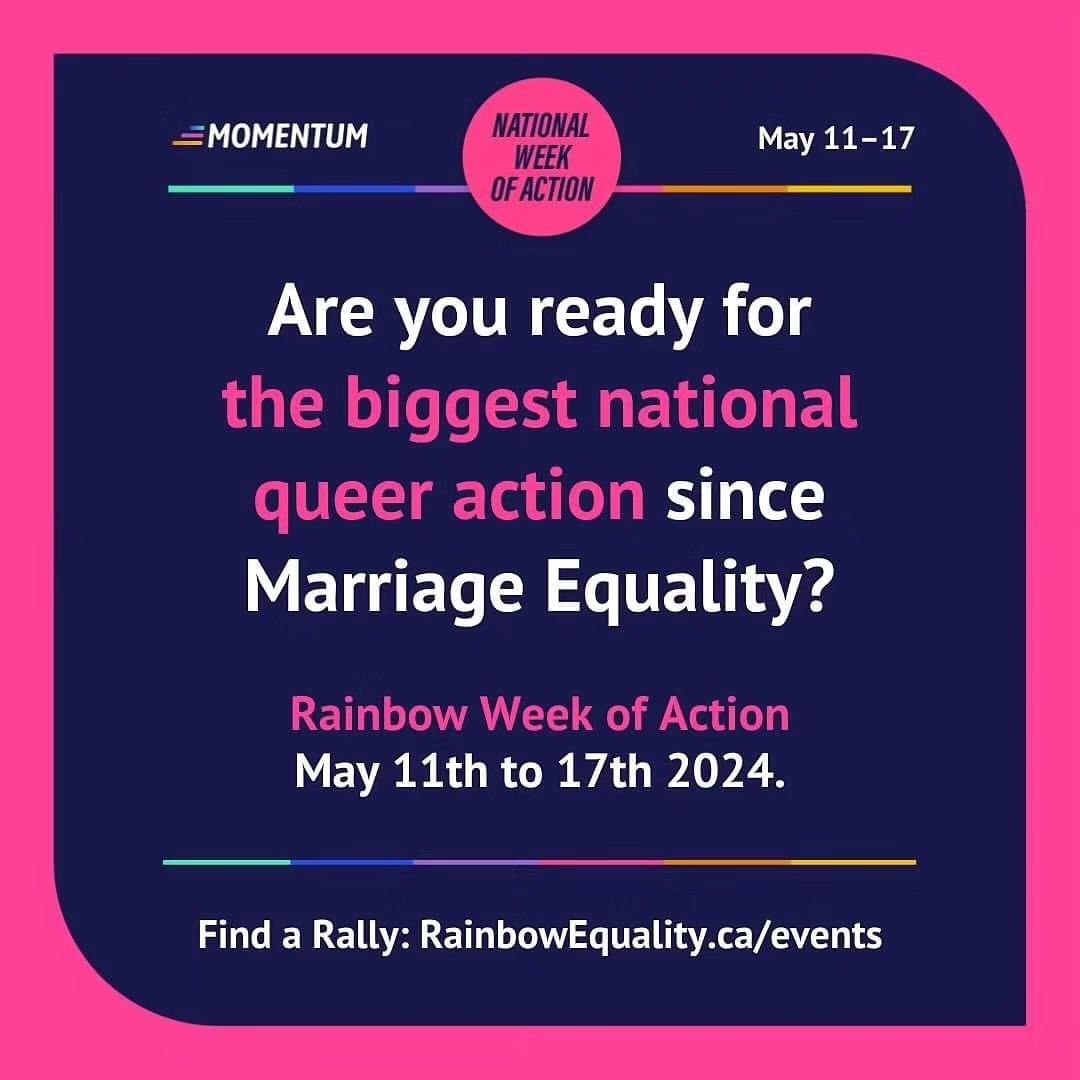 There is still lots of time to get involved with the Rainbow Week of Action hosted by @queermomentum.

This is where we turn the tide. 

How to take action:
🏳️&zwj;🌈 Take the pledge to defend Rainbow Equality:
https://www.rainbowequality.ca/pledge
