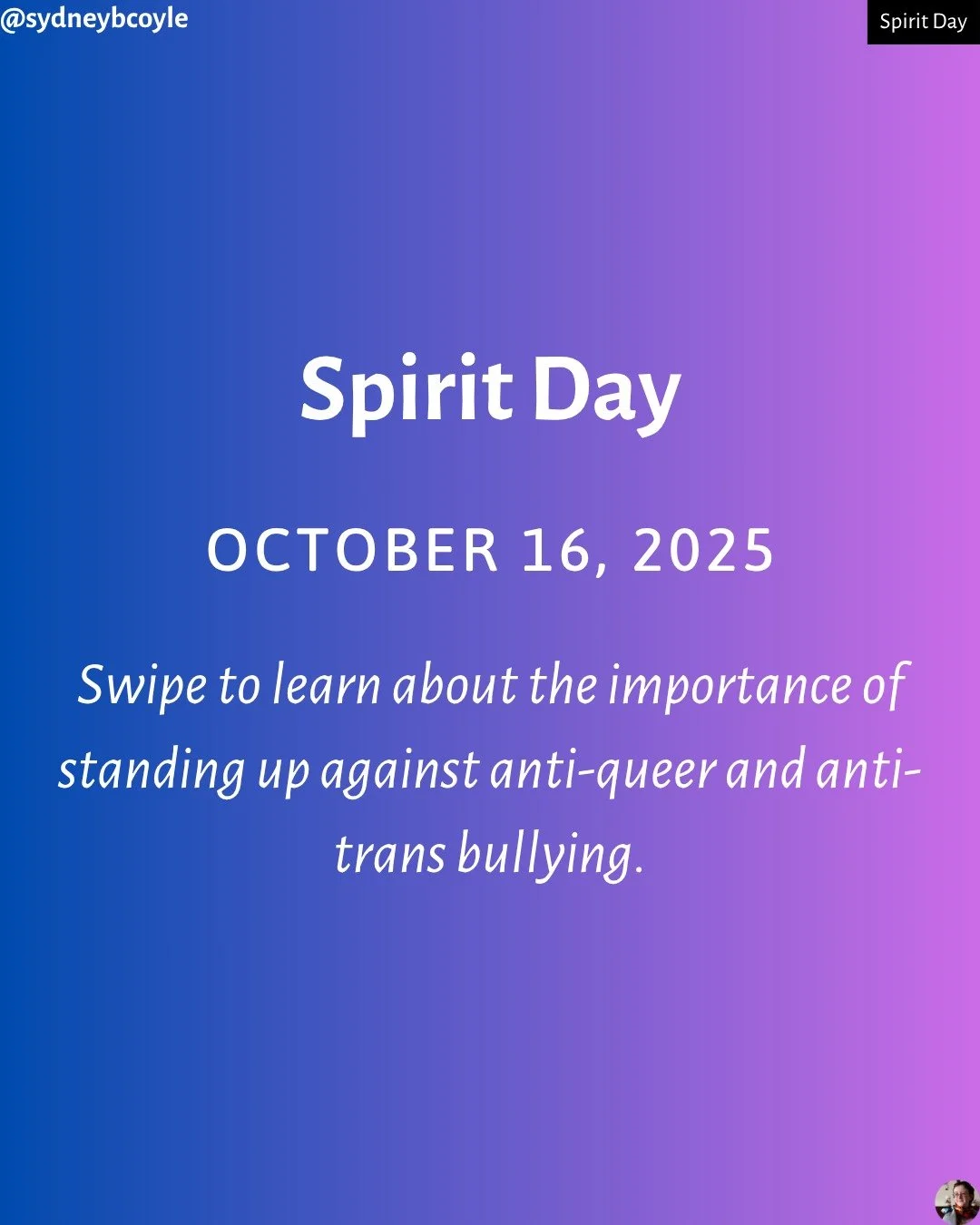 Wear purple today in honour of Spirit Day! Swipe to learn about other actions you can take to end anti-queer and anti-trans bullying.
#spiritday
#endbullying
#lgbtqbullying
#lgbtqawareness