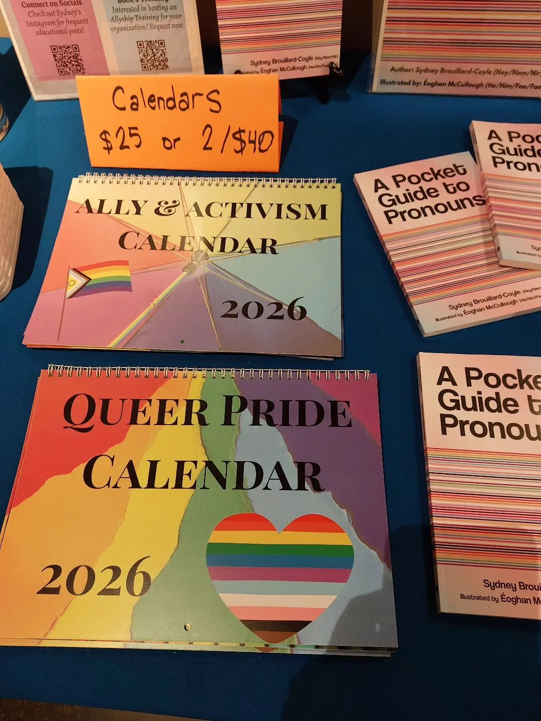 Last week, I was a vendor at the Pink Pony Club market, where I debuted my fabulous NEW Pride calendars for 2026. There are two different ones - one is themed around queer pride and affirmation, the other around allyship and activism. Both include sp