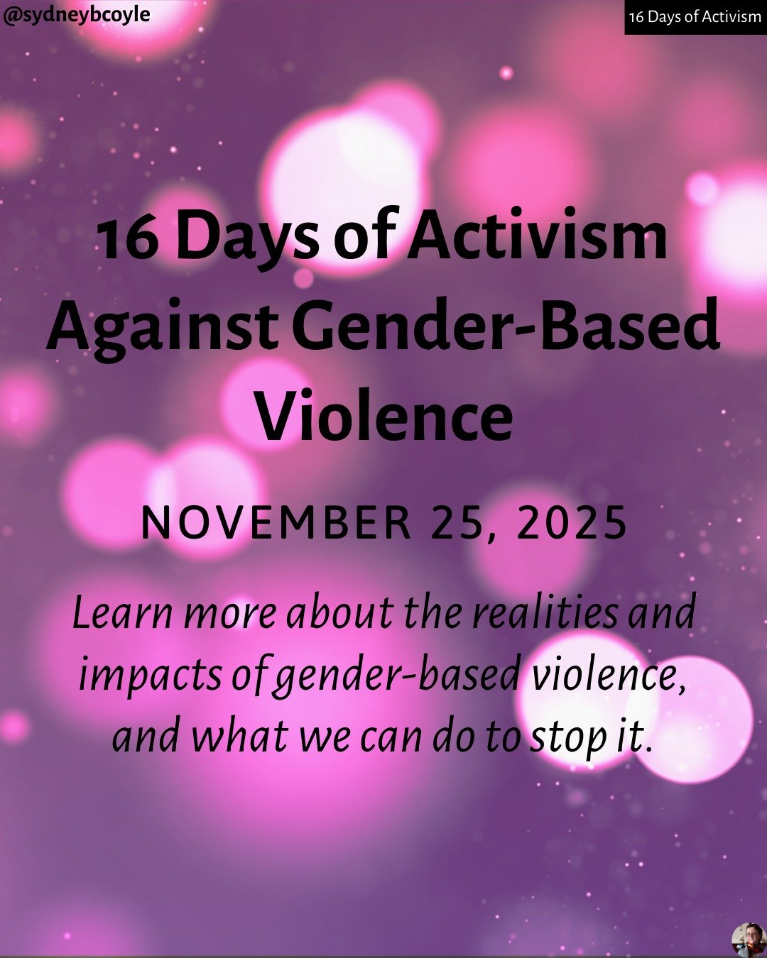 Today kicks off the 16 days of activism against gender-based violence; an importance annual reminder for each of us to stand in solidarity and work to become intersectional feminists! 

#feminism
#16daysofactivism
#16days
#endgbv
#endgenderviolence
