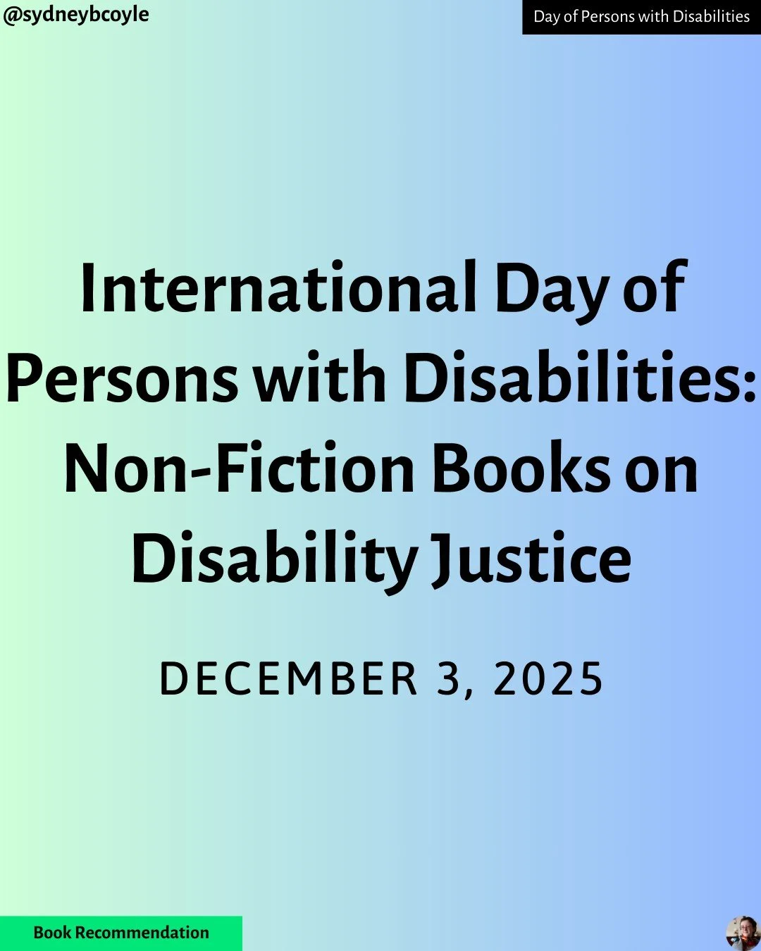 In honour of International Day of Persons with Disabilities, I want to share some of my top recommended books from disabled authors speaking about various disability justice topics. 

#bookrecommendations
#disabilitybooks
#internationaldayofdisabilit