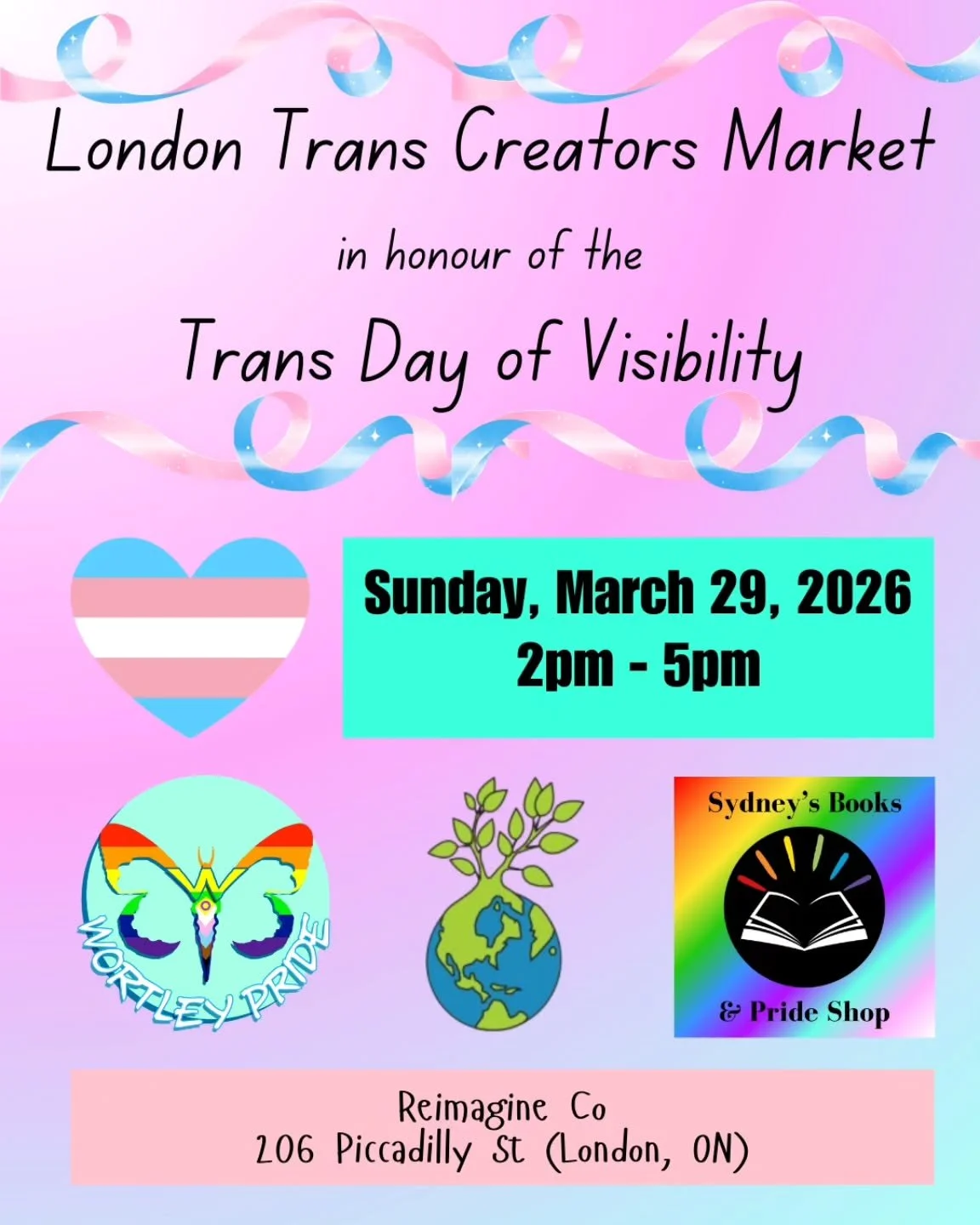 Just two days away! Please share with friends and family - let's all show up to support our fabulous trans community this Sunday!

🏳️&zwj;⚧️ Trans Creators Market featuring 15 trans artists: all local, self-created products! 
🗓 Sunday, March 29
⏰️ 
