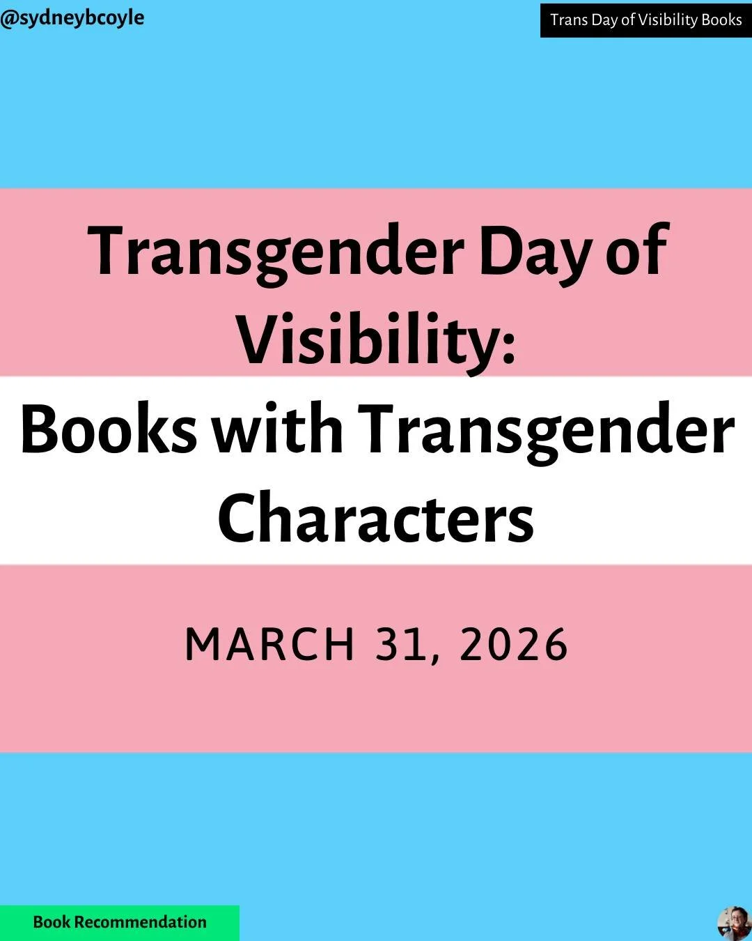 Trans Day of Visibility is in a few days, so in honour of that I wanted to share my top recommended books that feature trans characters. Check them out below! 

#transgenderbooks
#transgenderrepresentation
#transvisibility
#transdayofvisibility