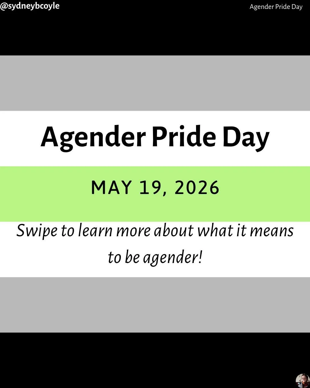 Happy Agender Pride Day! Swipe to learn more about what it means to be agender.

#agenderprideday
#agenderpride
#agender