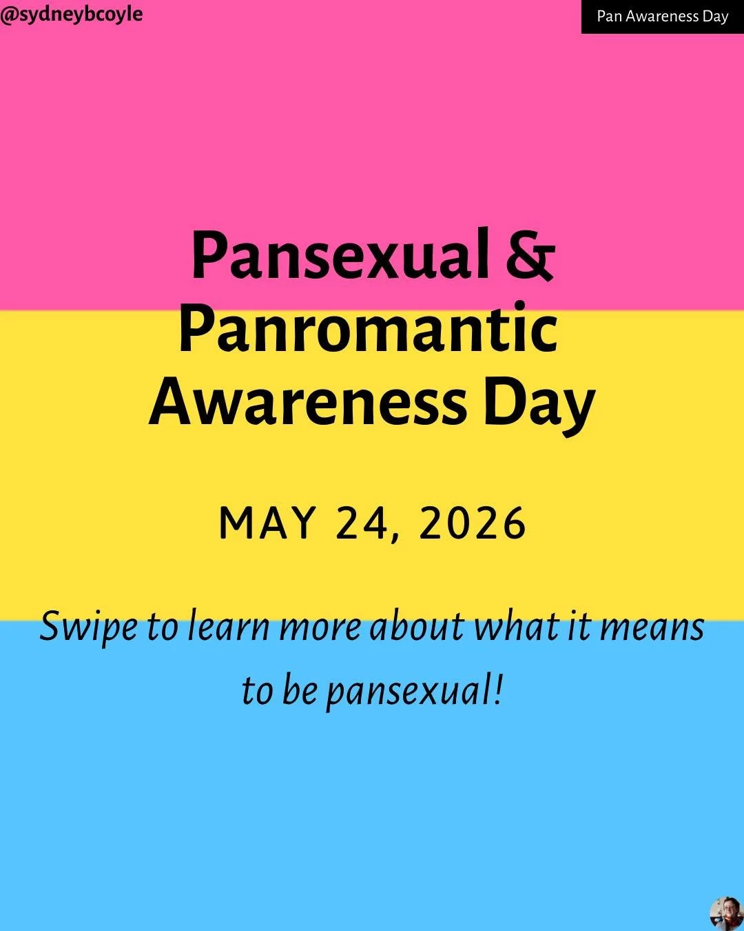 Shout-out to Pansexual and Panromantic folks - it's pan awareness day today! 

#pansexualawarenessday
#pansexualawareness
#pansexual