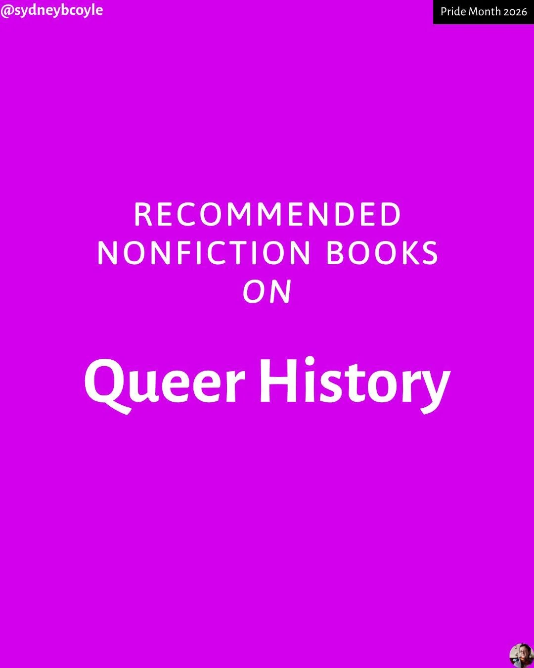 Pride Month (and really, any day!), is a great time to learn about queer history! Swipe for some of my top recommended books that discuss queer history.

#bookrecommendations
#queerbooks
#transbooks
#lgbtqbooks
#pridemonth
#pride
#pride2026
#queer
#t