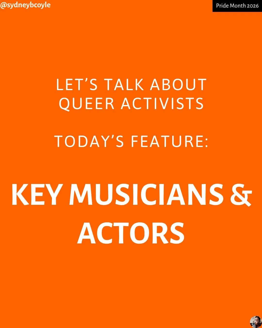 The stage - in both music and acting - has long been a place where queer and trans folks have found and created a home for themselves. Let's chat about some of the amazing queer musicians and actors!

#lgbtqactivists
#lgbtqpioneers
#queeractivists
#l