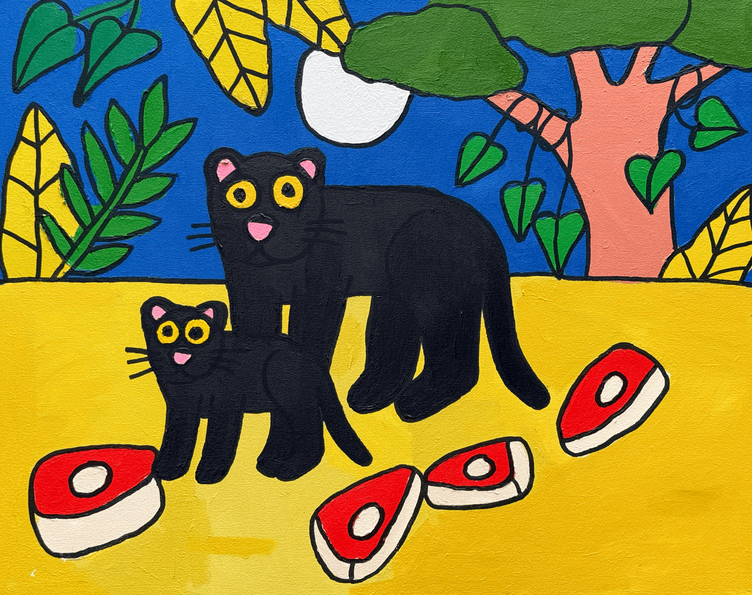 Jaguar and Cub at Night