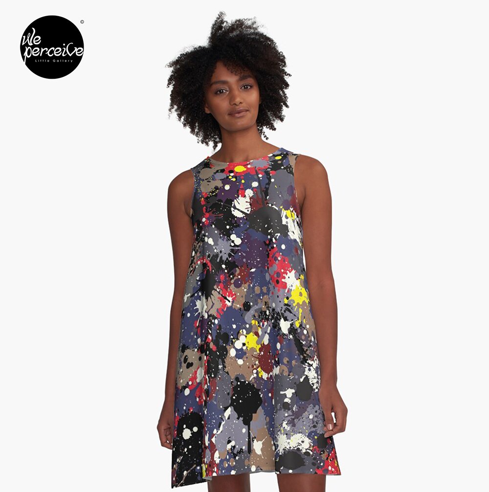 Abstract Expressionism Jackson Pollock Dripping and Pouring Original in Primary Colors a line dress.jpg