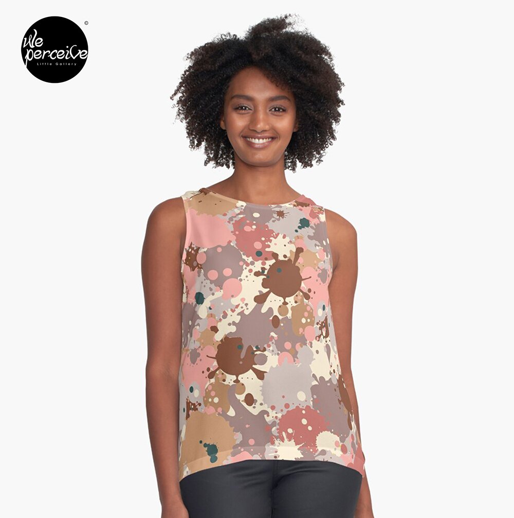 Abstract Expressionism Jackson Pollock Dripping and Pouring in Earth Tone sleeveless top.jpg