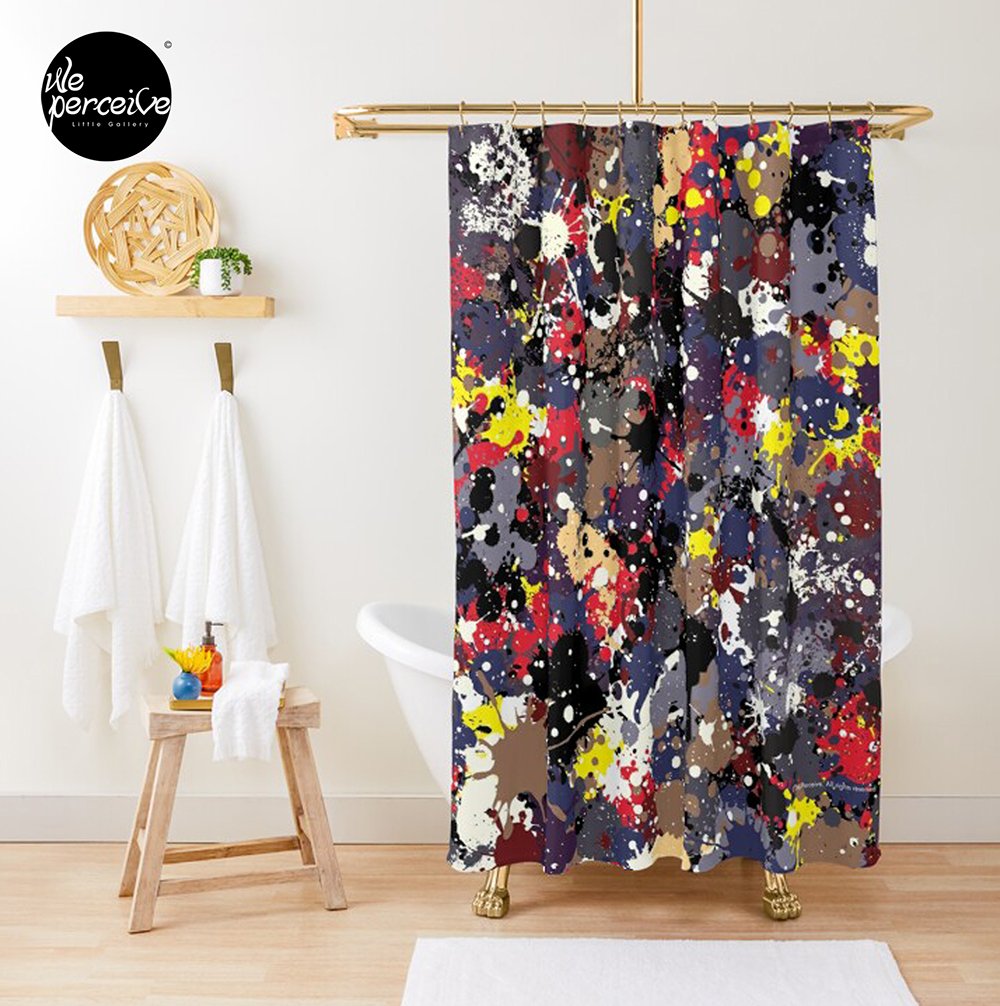 Abstract Expressionism Jackson Pollock Dripping and Pouring Original in Primary Colors shower curtain front.jpg