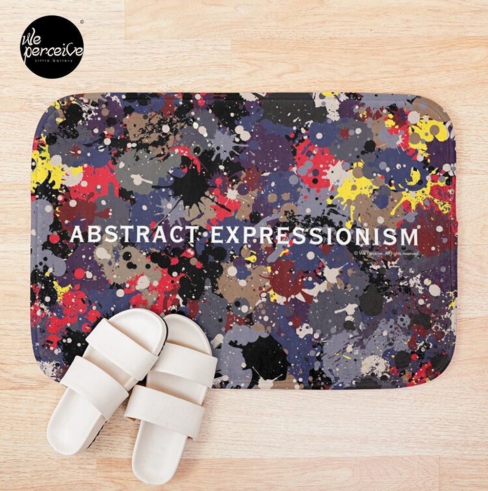 Abstract Expressionism Jackson Pollock Dripping and Pouring Original in Primary Colors bath mat with slippers.jpg