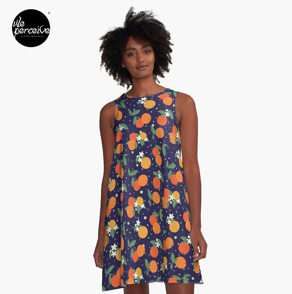 Fruity Spirit Collection Orange Garden in Midnight Romance A-line dress.jpg