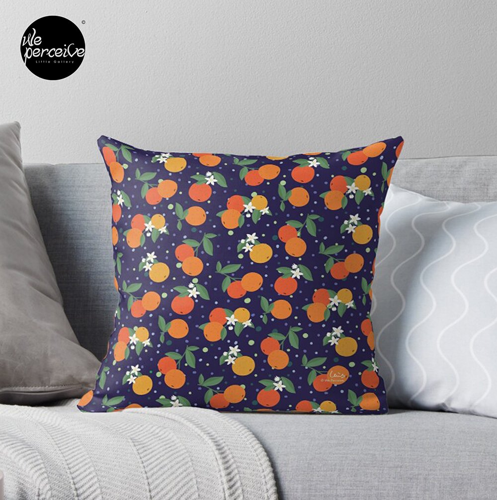 Fruity Spirit Collection Orange Garden in Midnight Romance throw pillow.jpg