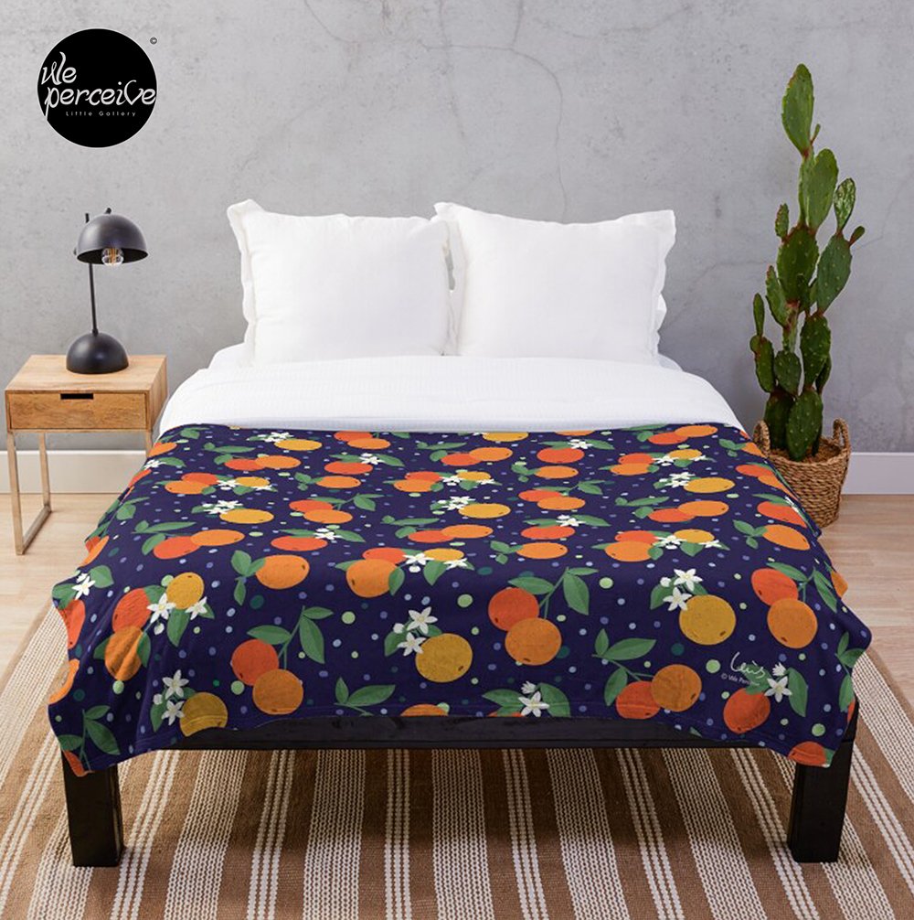 Fruity Spirit Collection Orange Garden in Midnight Romance throw blanket.jpg