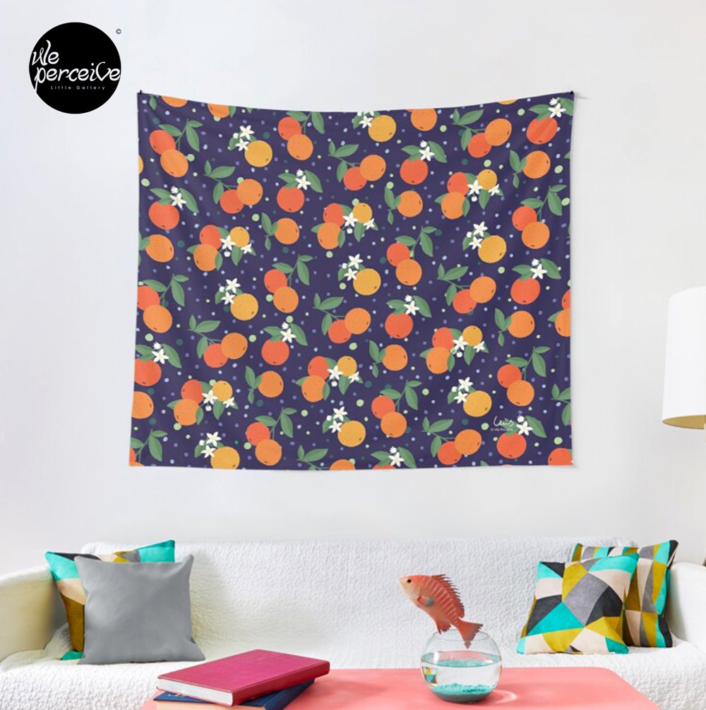 Fruity Spirit Collection Orange Garden in Midnight Romance wall tapestry.jpg