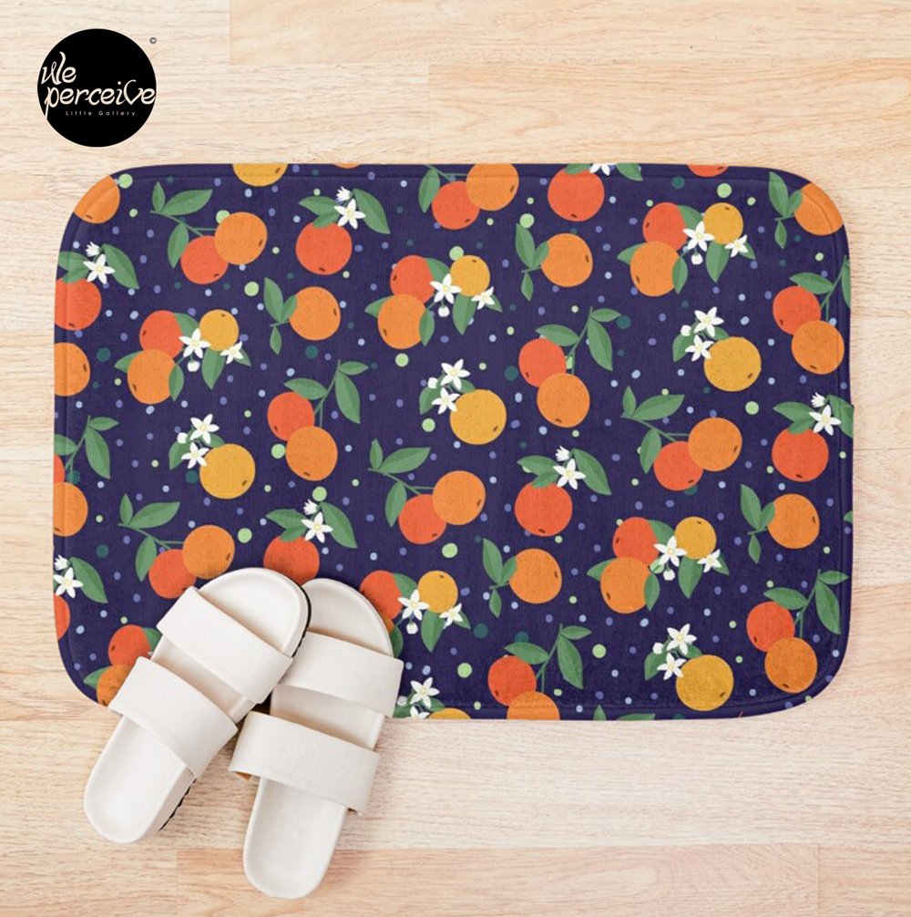 Fruity Spirit Collection Orange Garden in Midnight Romance bath mat with slippers.jpg