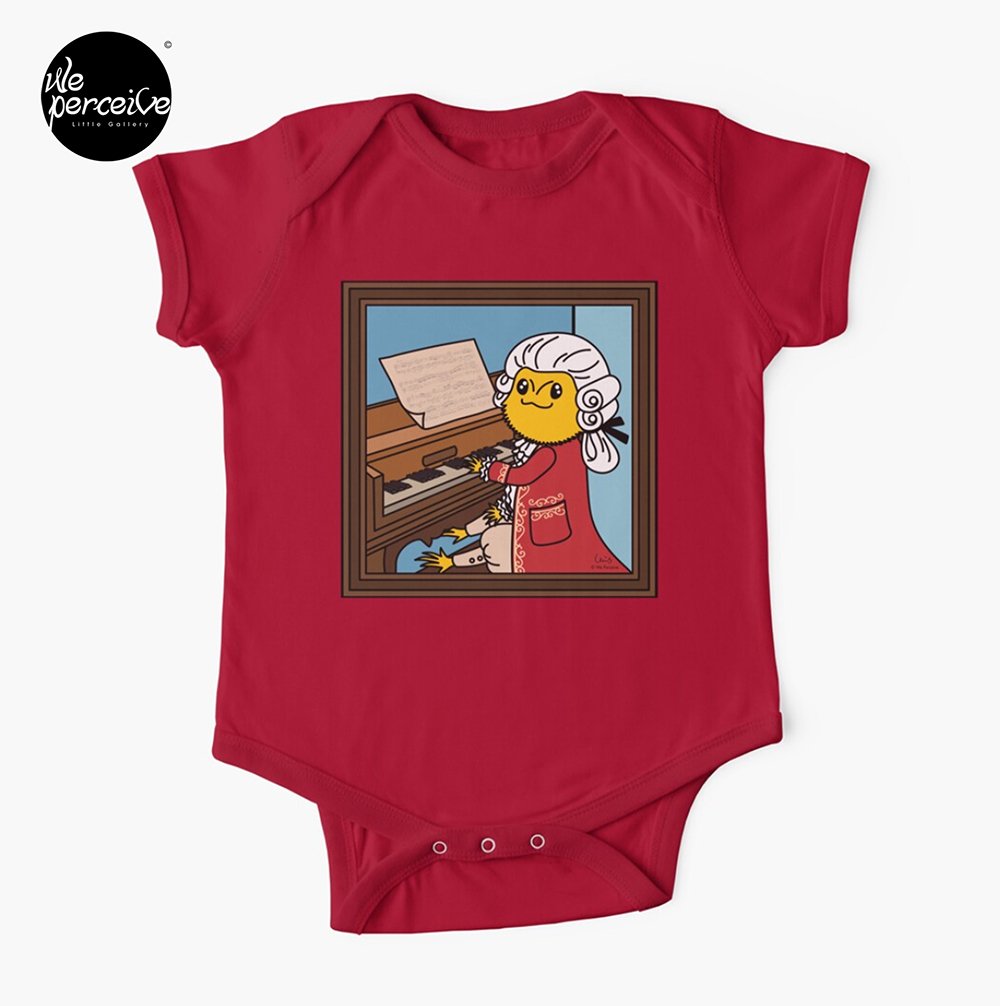 Bearded dragon playing piano with Mozart cosplay short sleeve baby one piece red.jpg