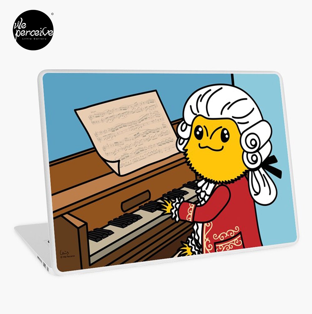 WE PERCEIVE | Bearded Dragon Illustration with Wolfgang Amadeus Mozart Cosplay Laptop Skin