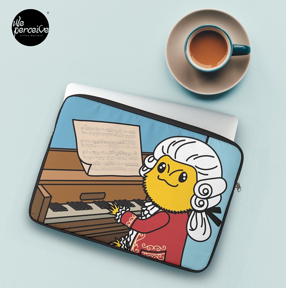 WE PERCEIVE | Bearded Dragon Illustration with Wolfgang Amadeus Mozart Cosplay Laptop Sleeve