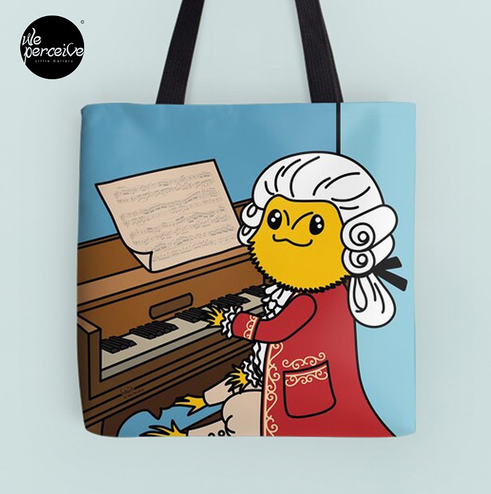 WE PERCEIVE | Bearded Dragon Illustration with Wolfgang Amadeus Mozart Cosplay Tote Bag