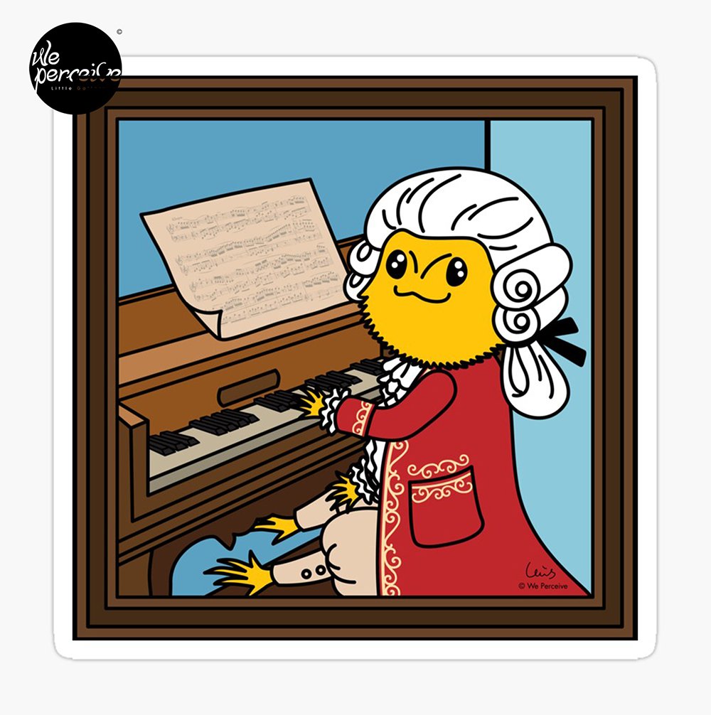 WE PERCEIVE | Bearded Dragon Illustration with Wolfgang Amadeus Mozart Cosplay Sticker