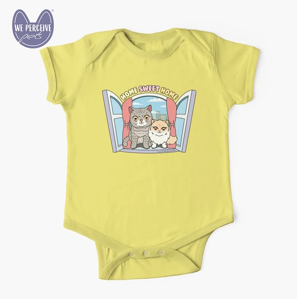 WPP Chubby Meow Space Home Sweet Home short sleeve baby one piece yellow.jpg
