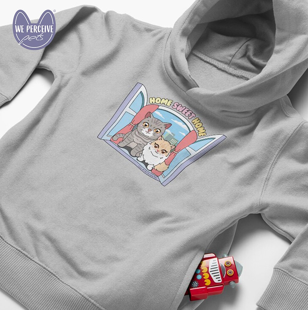 WPP Chubby Meow Space Home Sweet Home toddler pullover hoodie heather grey closeup.jpg